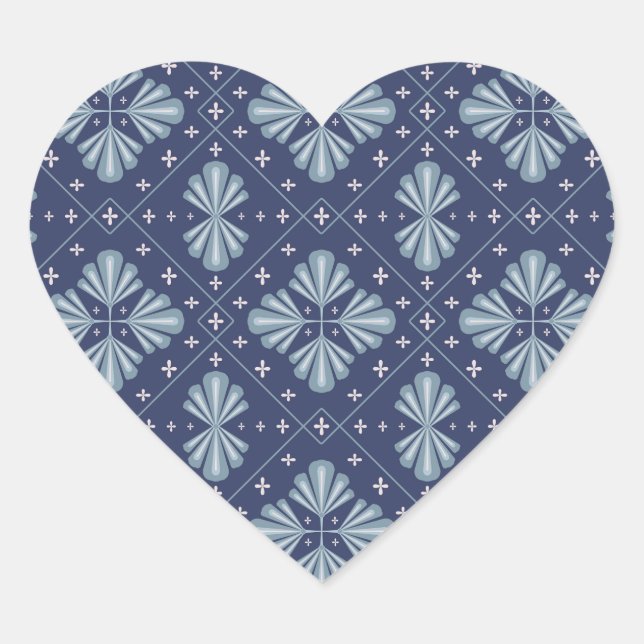 Sticker Cœur Motif de formes géométriques bleues  (Devant)