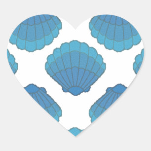 Sticker Cœur Motif de mosaïque Blue Seashell