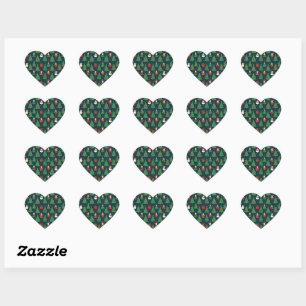 Sticker Cœur Motif de Noël Coloré,