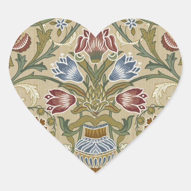 Sticker Cœur Motif de papier peint floral brocart de William Mo (Devant)