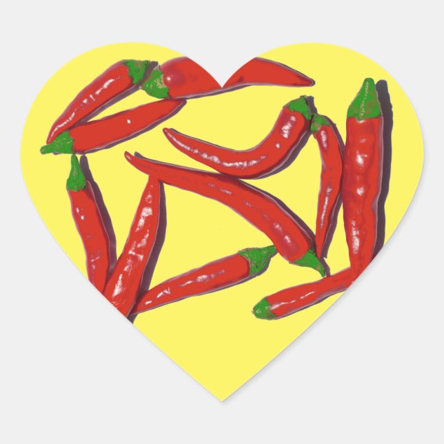 Sticker Cœur Motif de piments rouges chauds (Devant)