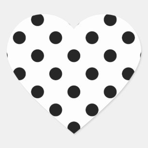 Sticker Cœur Motif de points Polka noir et blanc
