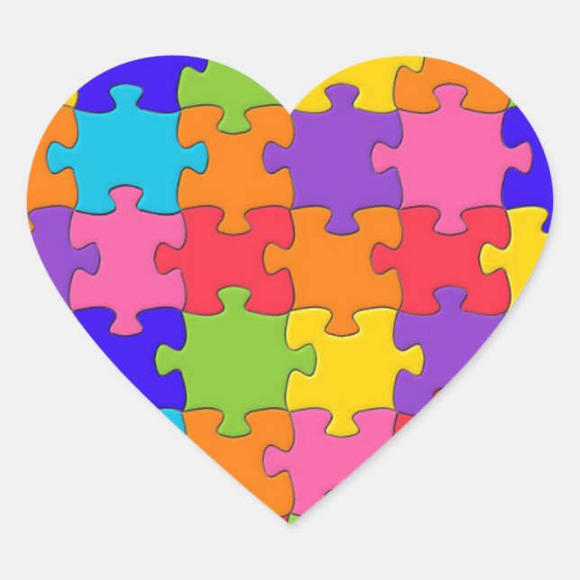 Sticker Cœur Motif de puzzle coloré (Devant)