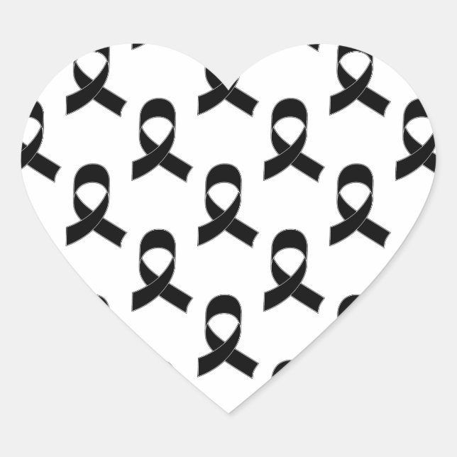 Sticker Cœur Motif de ruban noir (Devant)