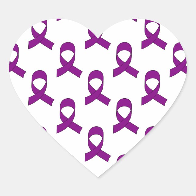 Sticker Cœur Motif de ruban violet (Devant)
