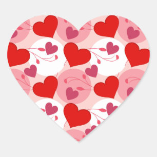 Sticker Cœur Motif de Valentines Day Pink & Red Heart