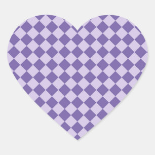 Sticker Cœur Motif diamant damier violet