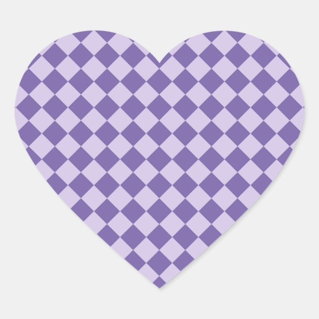 Sticker Cœur Motif diamant damier violet (Devant)