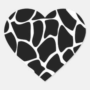 Sticker Cœur Motif d'impression de girafe. Conception de poster