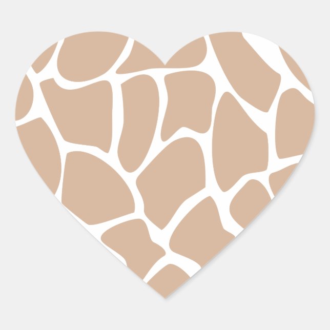 Sticker Cœur Motif d'impression Giraffe en beige. (Devant)
