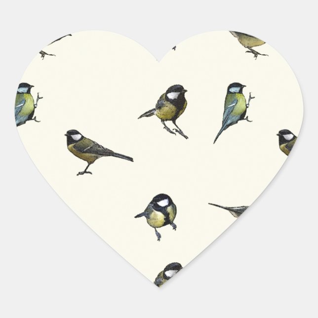 Sticker Cœur Motif d'oiseaux (Devant)