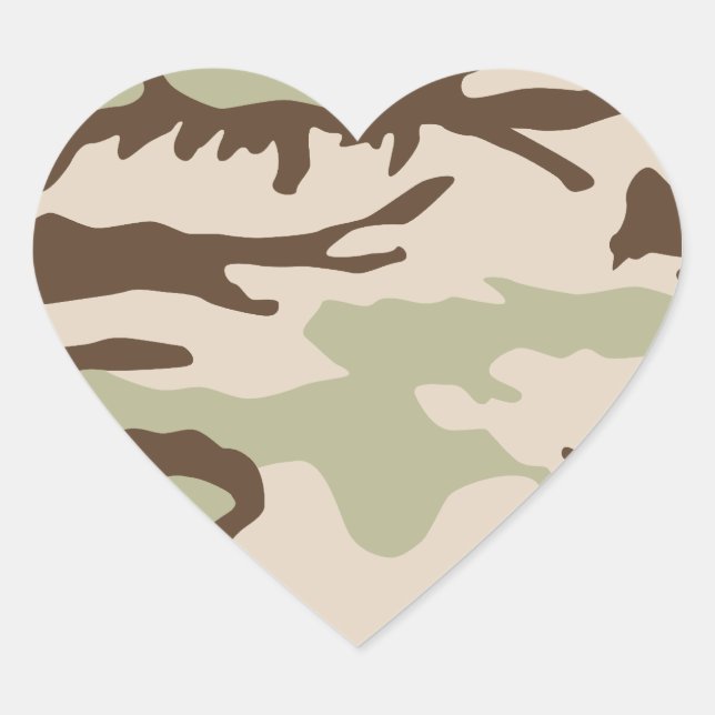 Sticker Cœur Motif du Camouflage du désert (Devant)