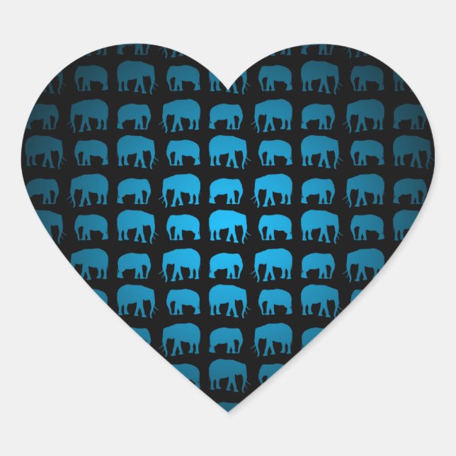 Sticker Cœur Motif Éléphant Bleu (Devant)
