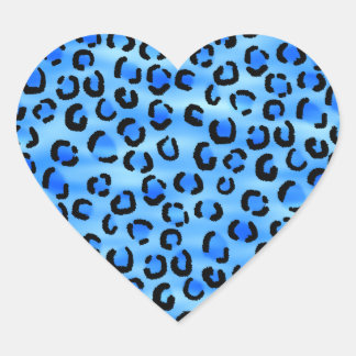 Sticker Cœur Motif Empreinte de léopard bleu.