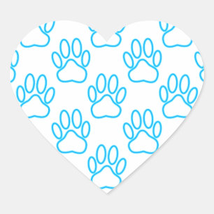 Sticker Cœur Motif Empreinte de patte de Blue Neon Dog