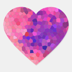 Sticker Cœur Motif en mosaïque rose et violet
