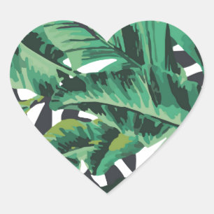 Sticker Cœur Motif fascinant tropical de feuille de banane