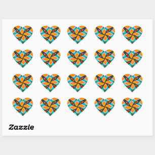 Sticker Cœur Motif Feuille Tropical Palm