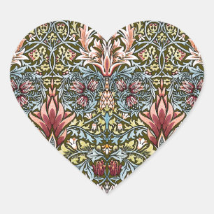 Sticker Cœur Motif floral à tête de serpent de William Morris