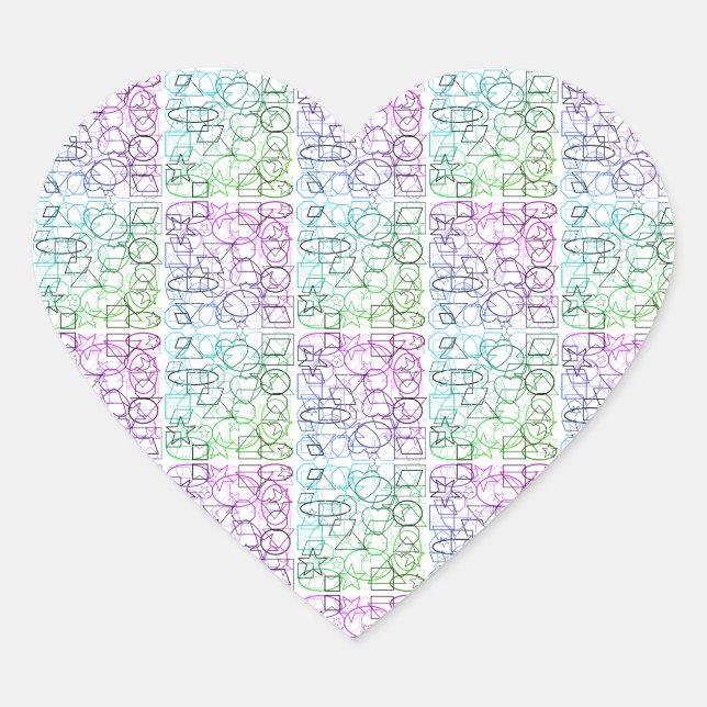 Sticker Cœur Motif géométrique Abstrait | Carrelé et filtré | (Devant)