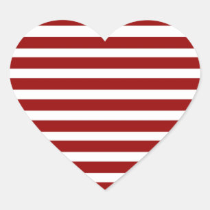 Sticker Cœur Motif horizontal rouge et blanc de rayures