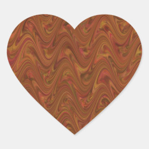 Sticker Cœur Motif marbré brun orange vert