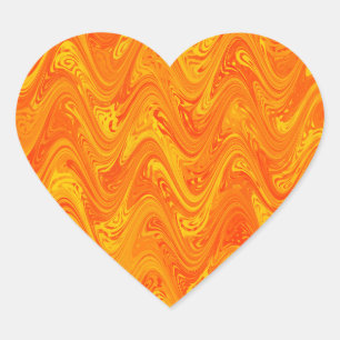 Sticker Cœur Motif marbré orange jaune rouge