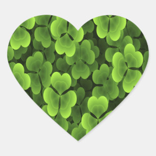 Sticker Cœur Motif Plante Shamrock vert