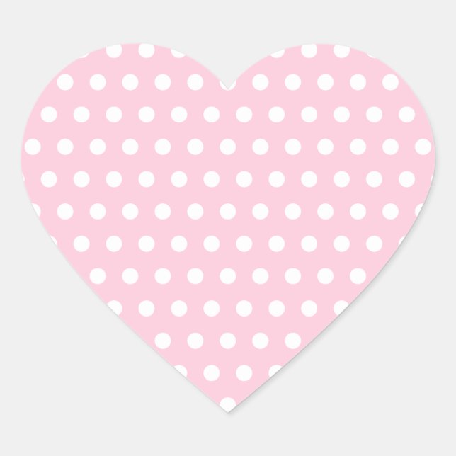Sticker Cœur Motif Pois rose et blanc. (Devant)