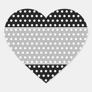 Sticker Cœur Motif Polka noir et blanc. Spotty.