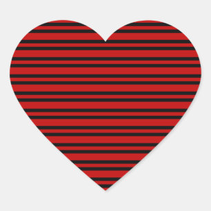 Sticker Cœur Motif Rayures Rouge Noir