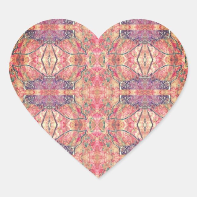 Sticker Cœur Motif rose et violet (Devant)