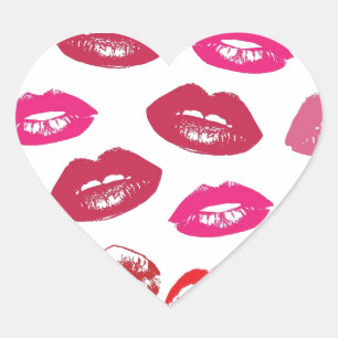 Sticker Cœur Motif rouge et rose de lèvres