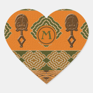 Sticker Cœur motif tribal rayé d'origine africaine.