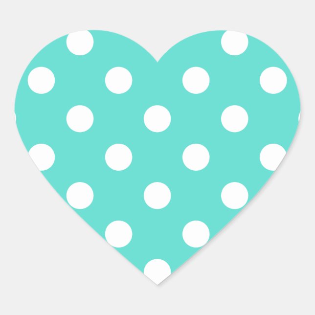 Sticker Cœur Motif turquoise Blue Polka (Devant)