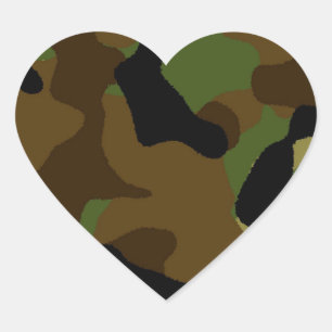 Sticker Cœur Motif vert militaire de camouflage de Camo d'armé