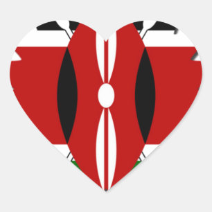 Sticker Cœur Motif vibrant du drapeau kenyan : une œuvre d'art