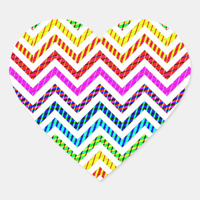 Sticker Cœur Motif Wild Rainbow Chevron (Devant)