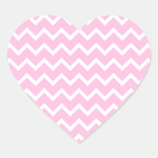 Sticker Cœur Motif Zigzag rose pâle et blanc.