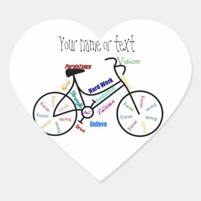 Sticker Cœur Motivational Bike, Vélo, Cyclisme, Sport, Hobby (Devant)