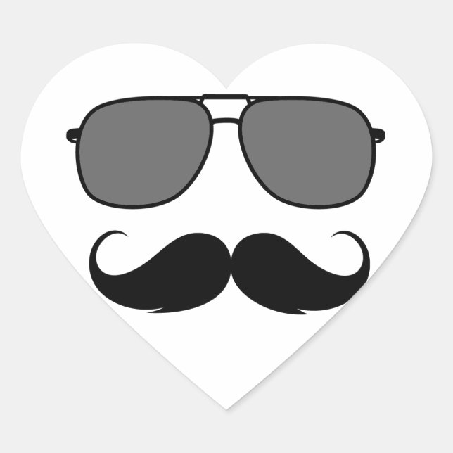 Sticker Cœur moustache et lunettes (Devant)