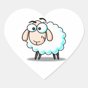 Sticker Cœur Moutons de sourire heureux de bande dessinée