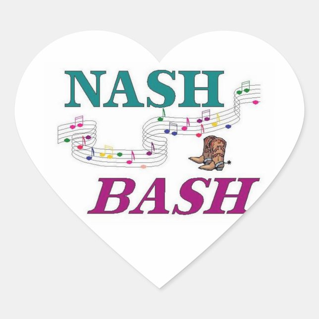 Sticker Cœur Musique Nashville Nash Bash (Devant)