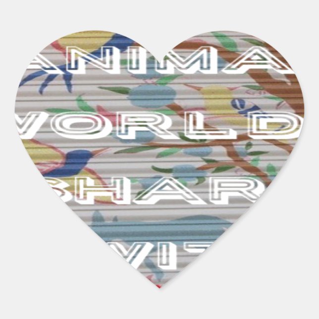 Sticker Cœur My Animal World : Belle conception d'arbre et d'oi (Devant)