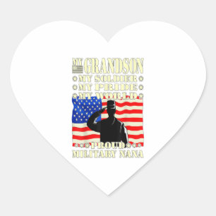 Sticker Cœur My grandson my soldier hero proud military gift