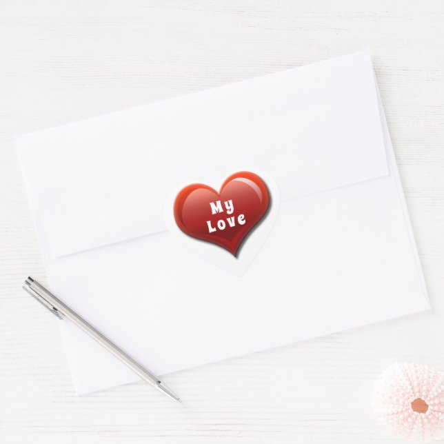 Sticker Cœur My Love Modern Red Heart (Enveloppe)