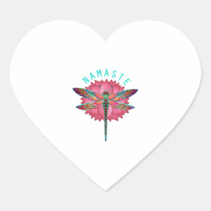 Sticker Cœur Namaste Lotus Dragonfly Yoga
