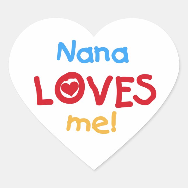 Sticker Cœur Nana aime mes t-shirts et cadeaux (Devant)