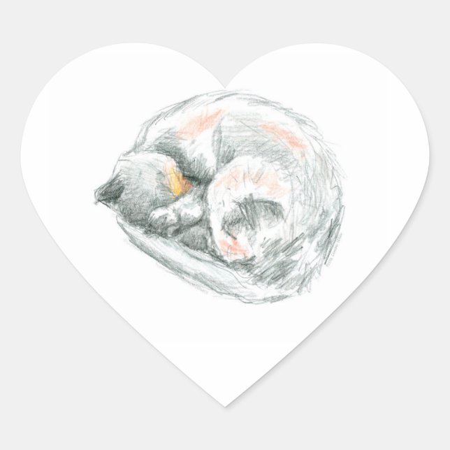 Sticker Cœur Nap de chat (Devant)