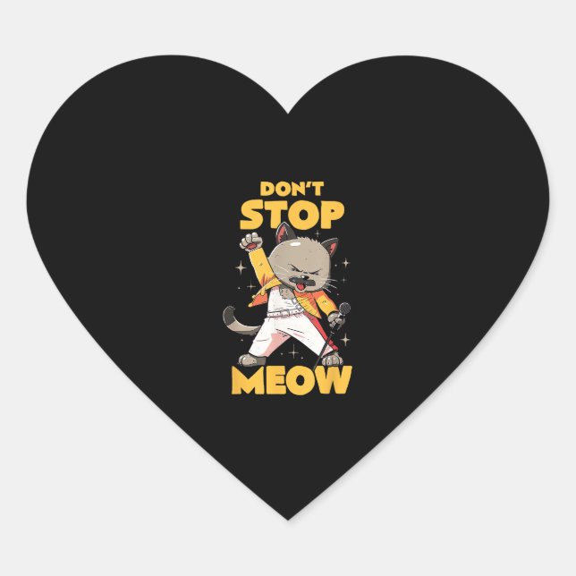 Sticker Cœur N'arrêtez pas Meow Cute Freddie Cat (Devant)